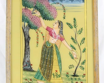 ムガル帝国の王バーブルの肖像画、インドの細密画、ラージャスターン
