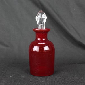 Vintage Ruby Red Glass Perfume Bottle: Victorian Vanity Decor