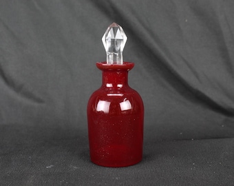Vintage Ruby Red Glass Perfume Bottle: Victorian Vanity Decor
