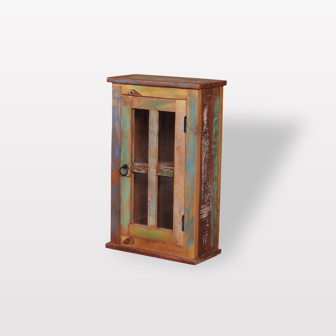 Wooden Bathroom Cabinet Unique Multicolor Distressed Color Painted ...