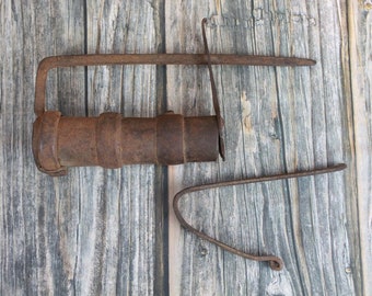 Old Antique Indian Hand Forged Iron Door Lock with Handcrafted Working Key