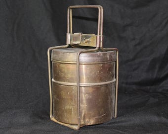 Vintage Messing Tiffin Box: Indische Brotdose