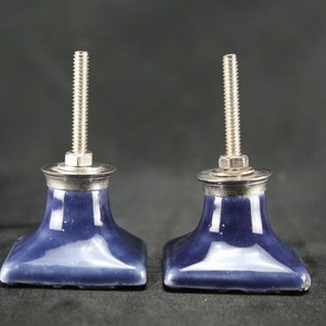 Blue Ceramic Square Knobs: Geometric Dresser Drawer Pulls - Set of 2 image 8