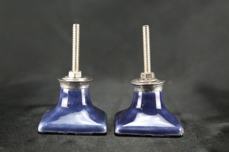 Blue Ceramic Square Knobs: Geometric Dresser Drawer Pulls - Set of 2 image 8