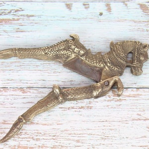 Vintage Brass Horse Nutcracker: Old World Decor Collectible image 9