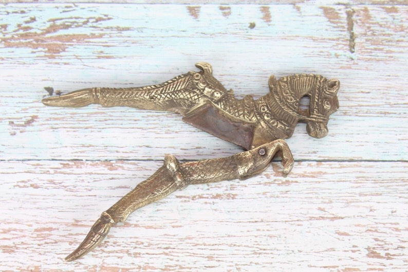 Vintage Brass Horse Nutcracker: Old World Decor Collectible image 9