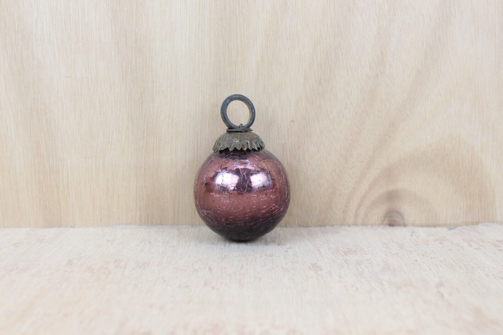 Antique Purple Glass German Kugel Ball Small Crackled Christmas