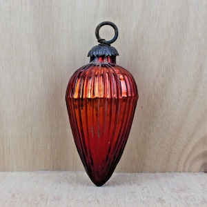 Vintage German Style Kugel: Ribbed Glass Christmas Ornament