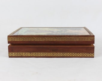 インド　木製小物入れ 裏側ガラス絵蓋付きヴィンテージインド木製小物入れ - Etsy 日本