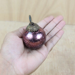 Antique Purple Glass German Kugel Ball Small Crackled Christmas Ornament