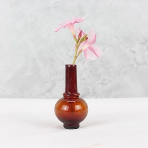 Tiny Amber Glass Vase Decorative Beautiful Amber Glass Vase for Home Decor Tabletop