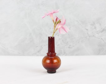 Tiny Amber Glass Vase: Elegant Home Decor, Tabletop Vase