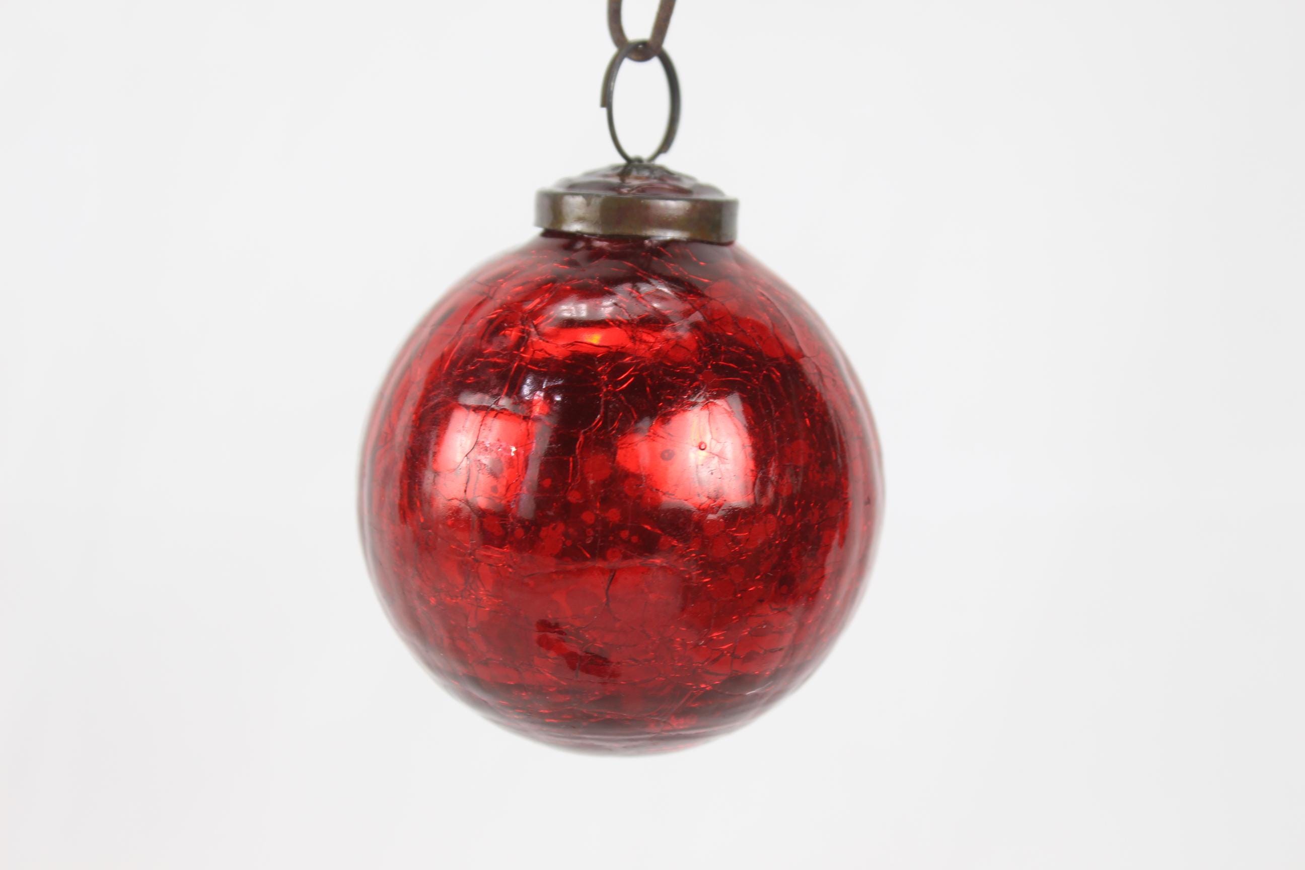 Ancienne Boule De Noël En Verre églomisé Mercurisé - 11 Cm - Déco Vintage