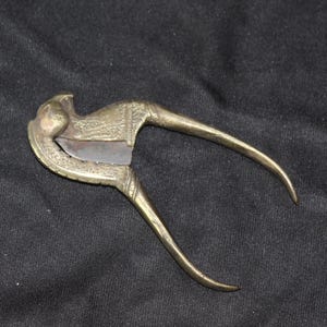 Vintage Indian Brass Betel Nut Cutter - Traditional Paan Supari Sarota - Collectible South Asian Folk Art Bird Figurine Handle
