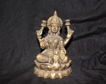 Brass Lakshmi Statue: Small Maa Murti for Home Temple