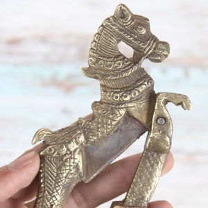 Vintage Brass Horse Nutcracker: Old World Decor Collectible image 6