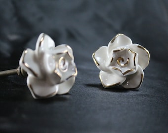 Boutons floraux en céramique : porte d'armoire à tiroirs et commode pour penderie de cuisine, lot de 2