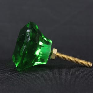 Vintage Green Glass Diamond Drawer Knob - Unique Cabinet Hardware