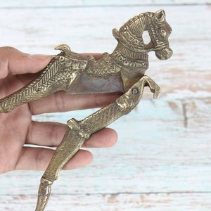 Vintage Brass Horse Nutcracker: Old World Decor Collectible image 3