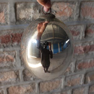 Vintage German Egg Shape Silver Kugel Christmas Ornament - Beautiful Patina Antique Hand-Blown Glass Christmas Ball - Unique & Rare