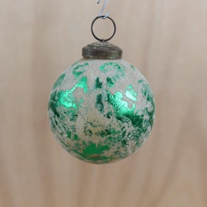 Antique Christmas Decorative Ornament Green Foil Bauble Kugel Tree Hanging Ball