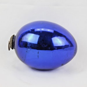 Antique German Glass Kugel Ornament: Egg-Shaped Christmas Ball