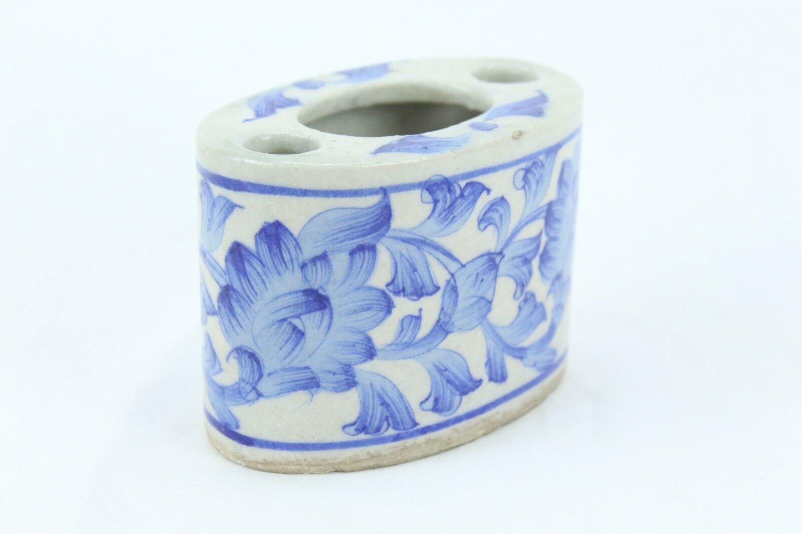 Boho Blue Floral Ceramic Pen Holder: Handmade Desk Decor With Artistic ...