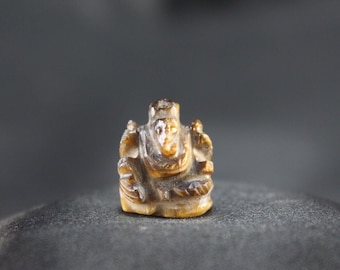 Estatua de Ganesha de ojo de tigre, piedra preciosa Natural hecha a mano, cristal tallado a mano