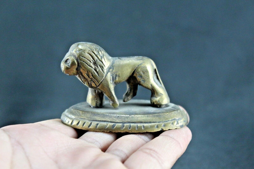 Vintage Solid Brass Lion Statue (india) Handmade Solid Brass Lion Home ...
