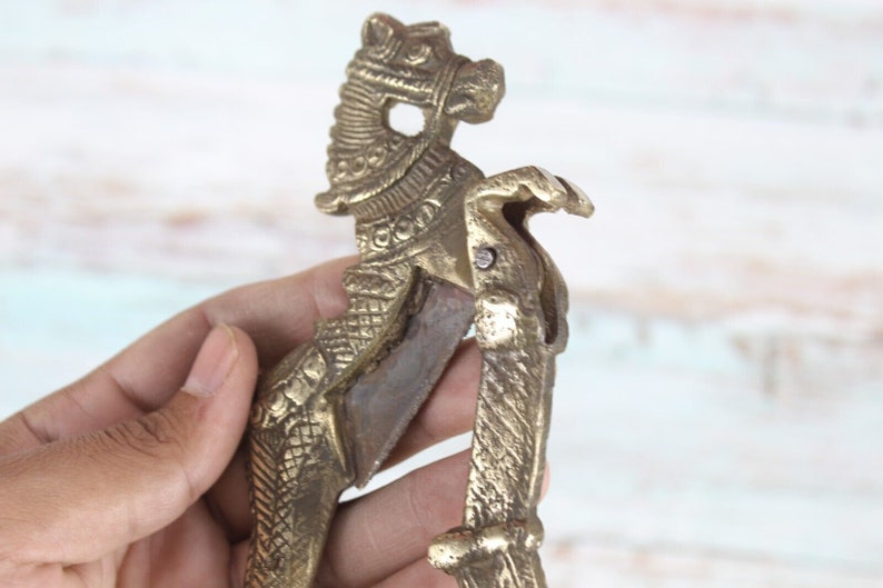 Vintage Brass Horse Nutcracker: Old World Decor Collectible image 5