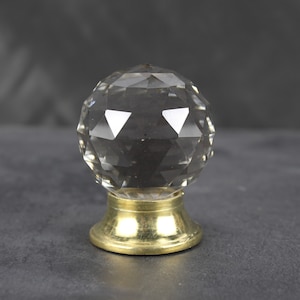 Vintage Diamond Cut Glass Door Knob - Handmade Brass Fitting