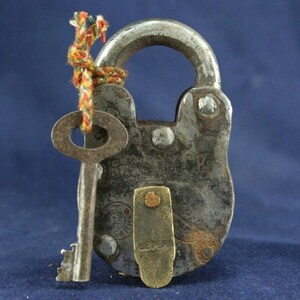 Iron Brass Padlock: Vintage Old Rare Handmade Key, Working Collectible Lock