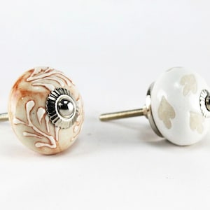 Assorted Ceramic Door Knobs: Cabinet Drawer Dresser Kitchen Decor Pull - 2 Pc
