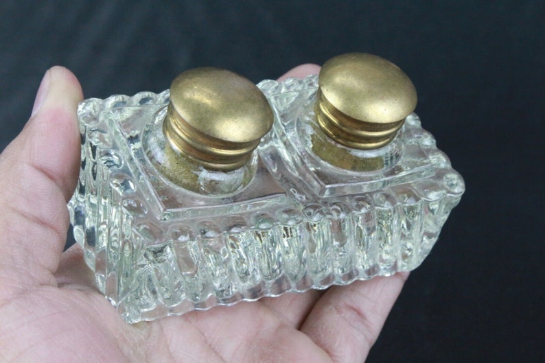 Vintage Style Solid Clear Glass Inkwell – Square Thick Glass Ink Pot For Desk