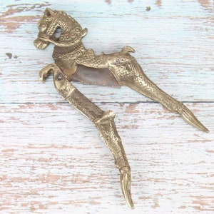 Vintage Brass Horse Nutcracker: Old World Decor Collectible image 10
