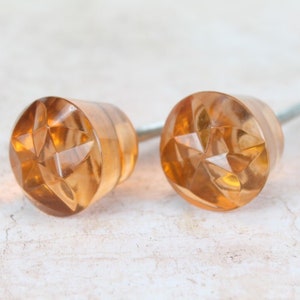 Amber Cut Glass Drawer Knobs - Set of 2 Boho Cabinet Hardware