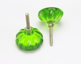 Glass Cabinet Knobs Set Drawer Small Green Color Dresser Handle Decorative Knobs