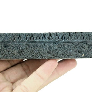 Indian Wooden Printing Stamp: Intricate Hand-Carved Ethnic Design Rare Hand Carv