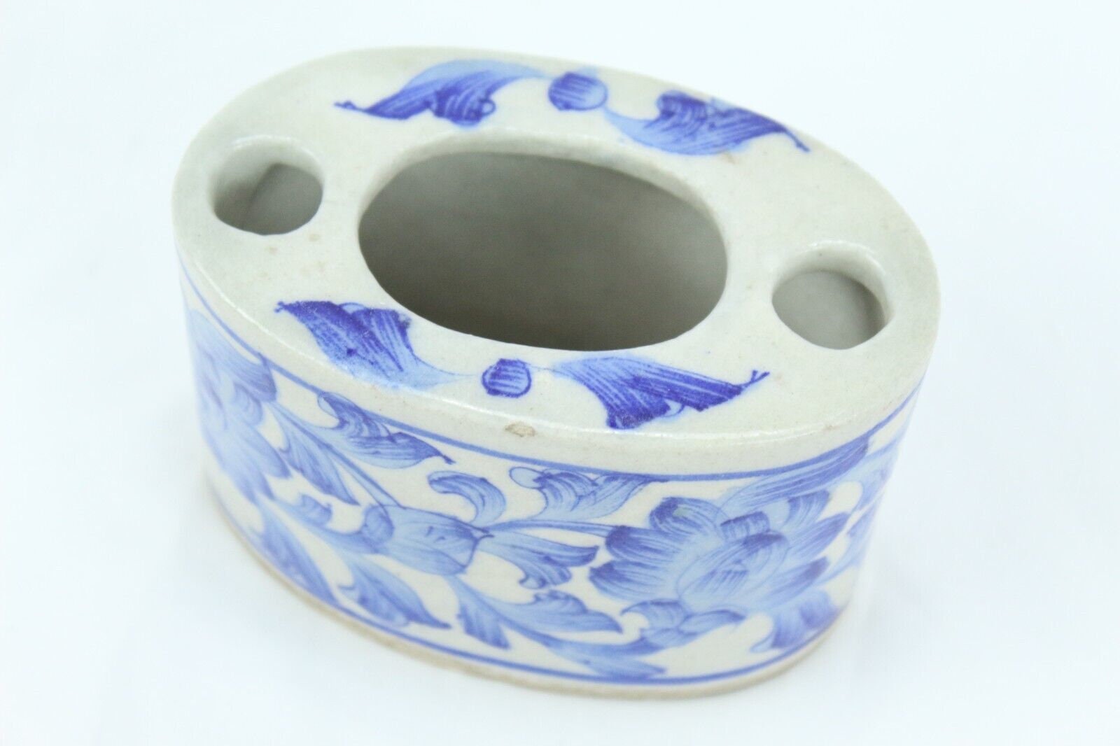 Boho Blue Floral Ceramic Pen Holder: Handmade Desk Decor With Artistic ...