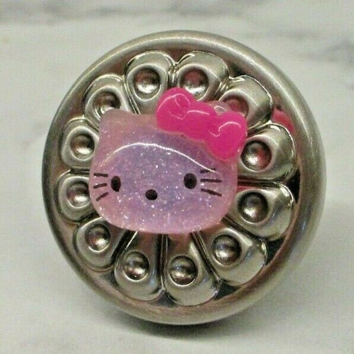 SET of 2 Hello Kitty Pink Sparkle Silver Nickel Etsy