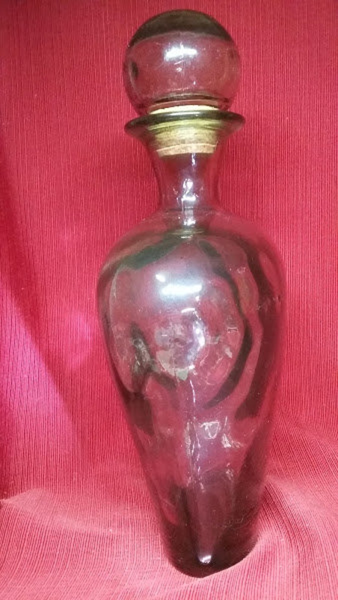 Spanish Glass Carafe / Decanter 14 High Red Glass Etsy
