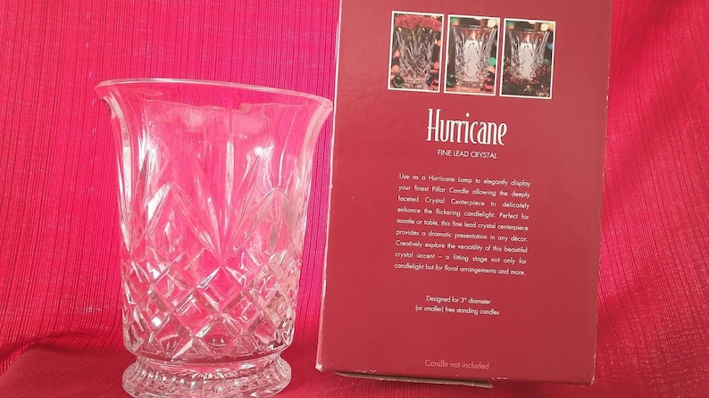 St.George Crystal 8 Toll Hurricane Lead Crystal Vase Lamp