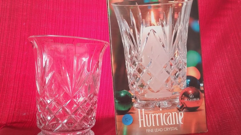 St.George Crystal 8 Toll Hurricane Lead Crystal Vase Lamp