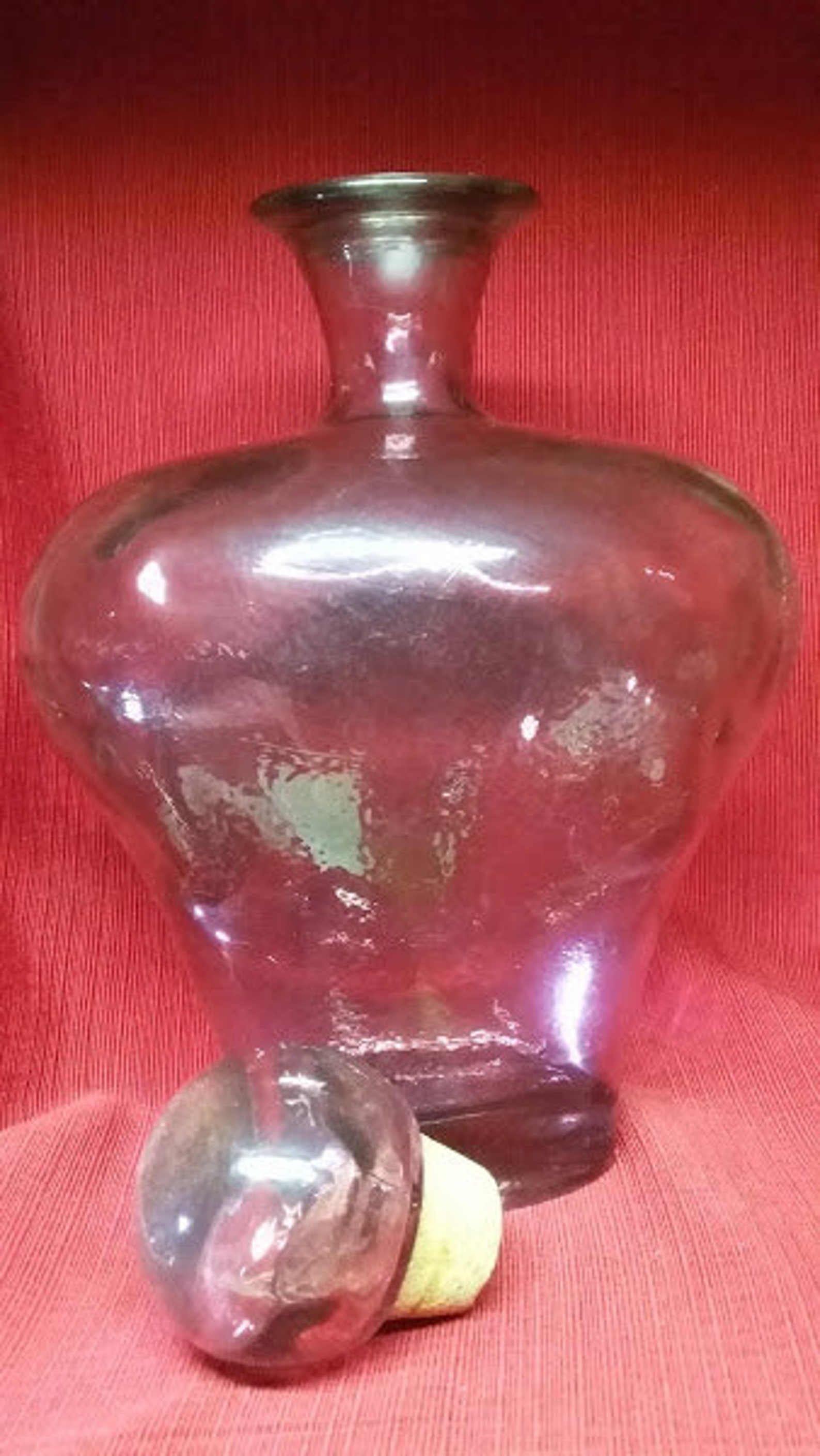 Spanish Glass Carafe / Decanter 14 High Red Glass Etsy