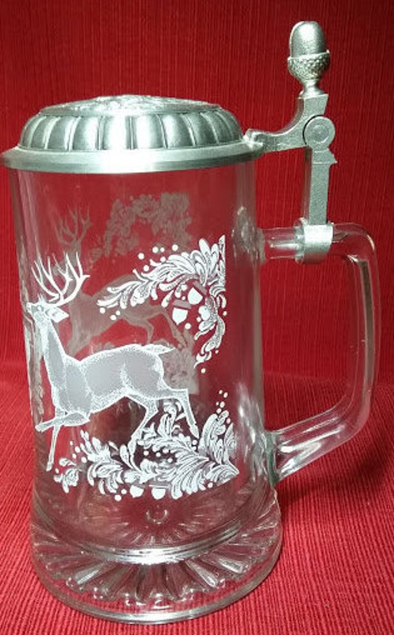 German Made Glass Stein With Pewter Lid 7 High Etsy