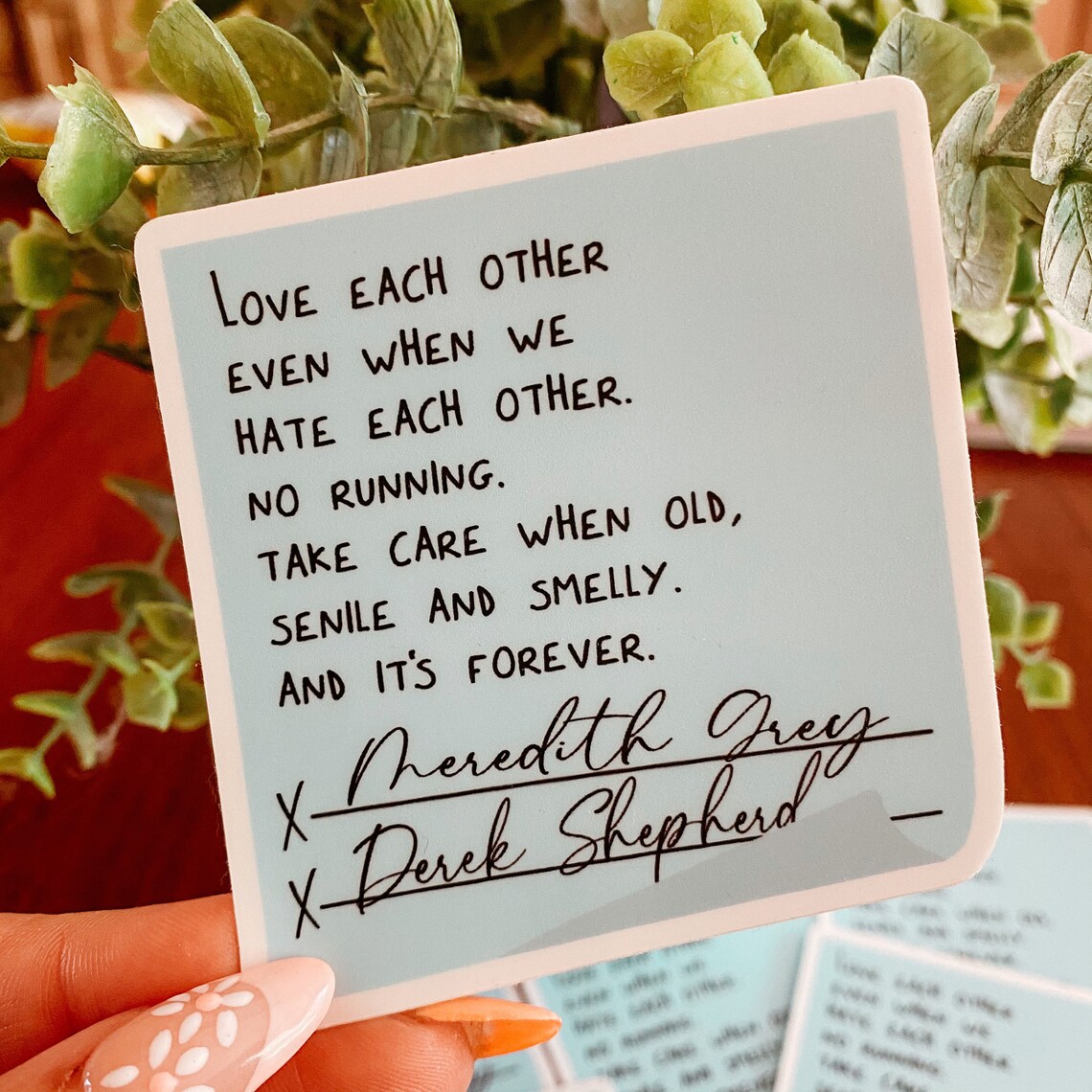 Meredith & Dereks Vows / Greys Postit Note Blue Waterproof Etsy