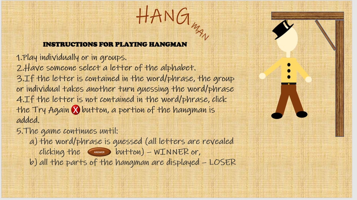 Hangman Virtual Screenshare Game Zoom Virtual Party Games Fun Family