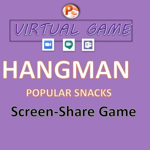 Hangman Virtual ScreenShare Game  - Zoom - Virtual Party Games- Fun Family and Friends Games-Quarantine Game Night- Team Zoom Meetings