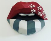 Paper Lips Wine Shimmery Wall Art for Home Office or Salon Pearl Bling Lippies for Classy Fashion Lover Gift for Makeup Artist