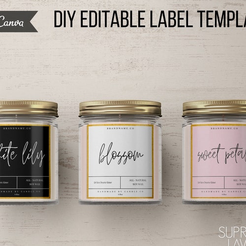 DIY Candle Labels Jar Labels Editable Label Template | Etsy